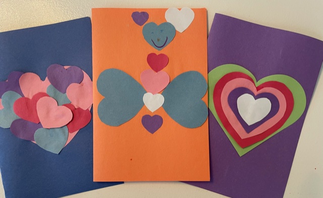 Valentine made by a six year old child hearts valentine's day for valentine card making activity