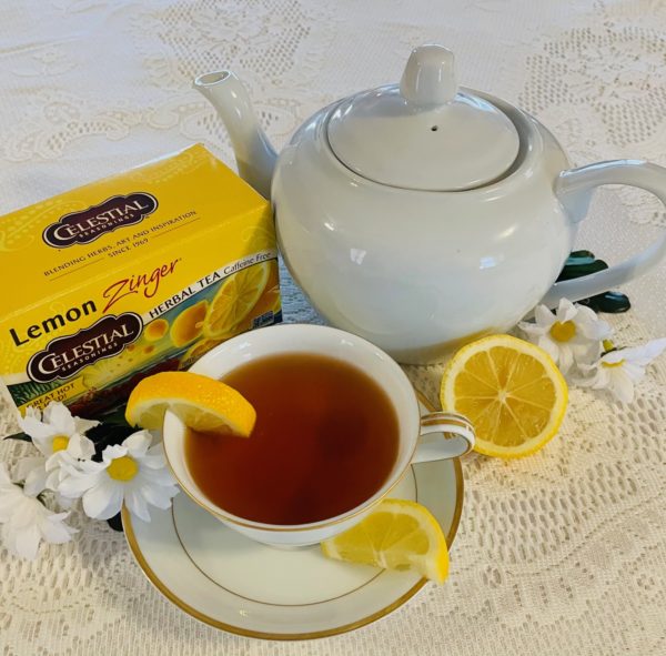 Lemon zinger celestial seasonings tea cup tea pot