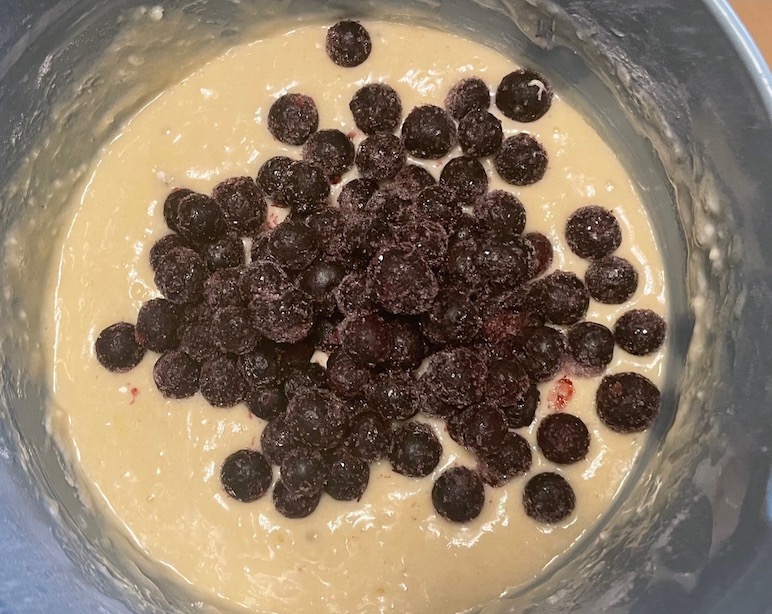 Blueberries and batter