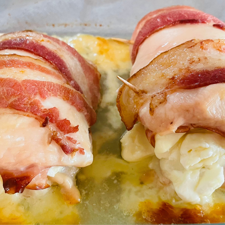 Closeup of Baked Chicken Cordon Bleu