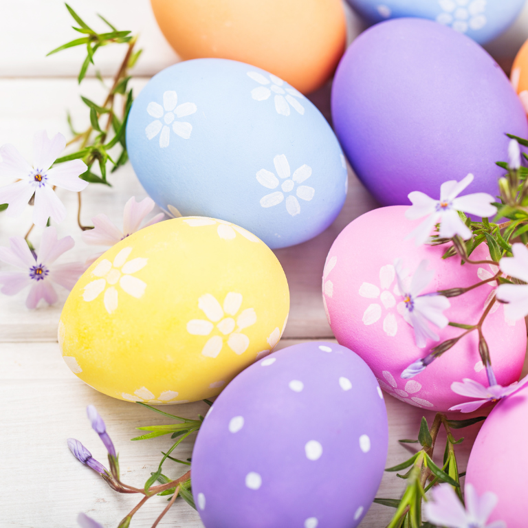 Pastel decorated Easter eggs