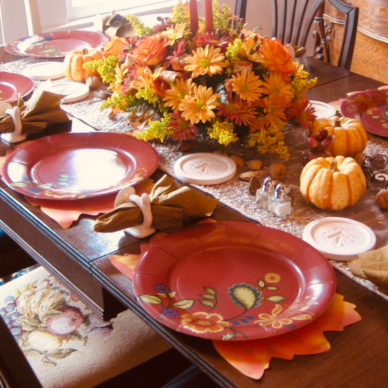 Thanksgiving tablescape with natural decor elements