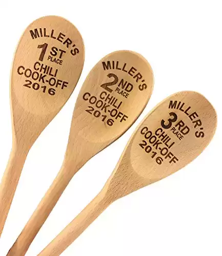 Custom Engraved 14in Chili Cook Off Wood Spoon Prizes (Set of 3)