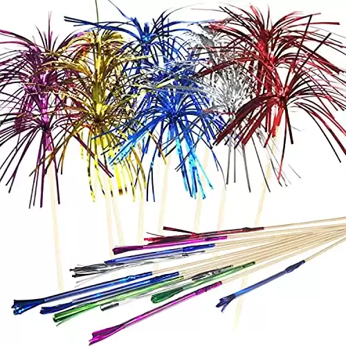 Cocktail Picks Firework Party Picks Ergonflow 100 Pcs Firework Cake Toppers, Sandwich & Cocktail Picks, Toothpicks for Cake Decoration, Party Supplies