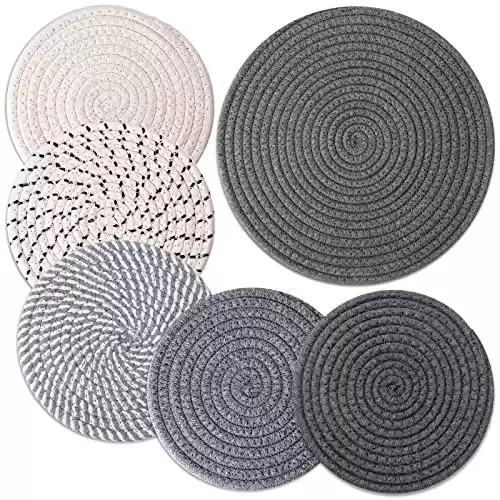 Trivets for Hot Dishes, 6 Pieces Pot Holders for Kitchen, 100% Cotton Woven Hot Pads for Kitchen, Trivets for Kitchen Heat Resistant, 11.8 Inches and 7 Inches