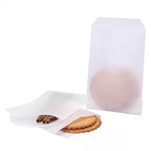 Flat Glassine Waxed Paper Treat Bags 4x6 Semi-Transparent for Bakery Cookies Candies Dessert Chocolate Party Favor, Pack of 100 by Quotidian (4'' x 6'')