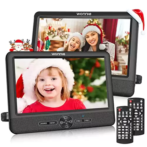 10" Car DVD Players, Portable DVD Player Dual Screen Play Two Different or The Same Movie with 2 Headrest Mount, 5 Hours Rechargeable Battery...
