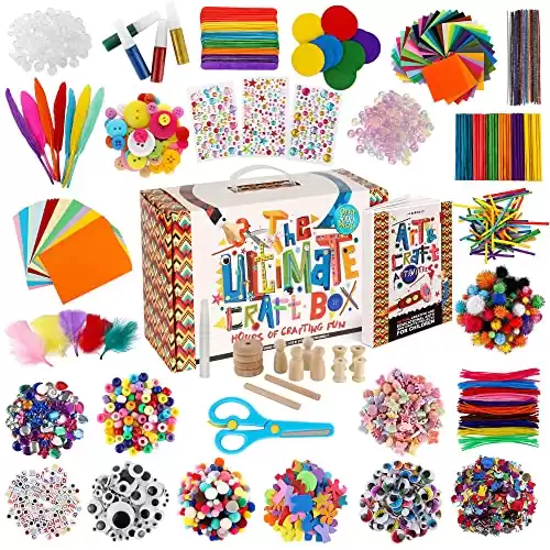 3000+ Pcs Arts and Crafts Supplies for Kids - Kids Craft kit for Boys & Girls - The Ultimate Craft Box Set with 99 Activities Book for Ages 4-6, 6-8, 8-12