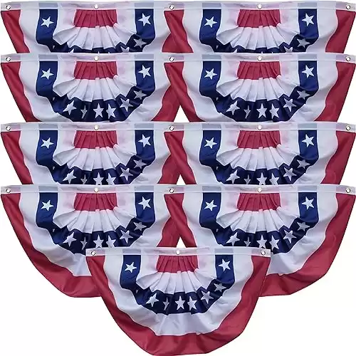 USA American Flag Fan Bunting 3x1.5fts Outdoor US Flag Decor Bunting Flag Bunting American Flag Porch Bunting American Flag Swag Bunting -US Patriotic Fan flag Fences flag Curtain bunting-Pack of 9