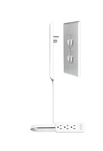 Sleek Socket - The Original & Patented Ultra-Thin Outlet Concealer for Inverted Outlets with Cord Concealer Kit, 3 Outlet Power Strip, 8-Ft Cord, Universal Size (Ideal for Livingrooms & Bedroo...