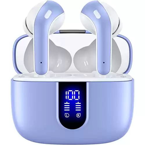 TAGRY Bluetooth Headphones True Wireless Earbuds 60H Playback LED Power Display Earphones with Wireless Charging Case IPX5 Waterproof in-Ear Earbuds with Mic for TV Smart Phone Laptop Computer Sports