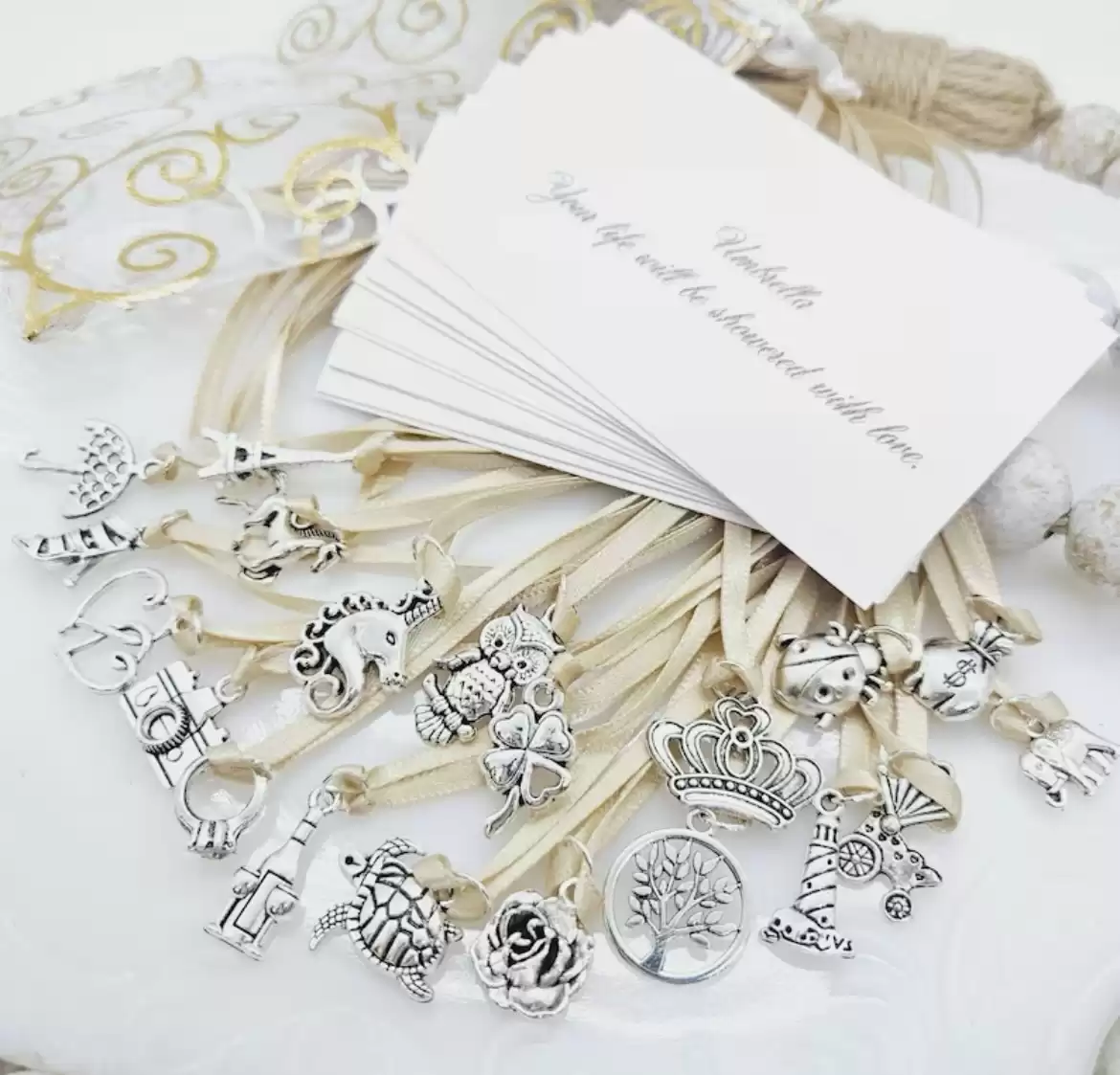 20 Piece Traditional Style Cake Pulls on Ribbon Charms for Wedding Cake Set - Etsy