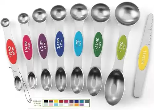 Magnetic Measuring Spoons Set Heavy Duty Stainless Steel, Fits in Most Spice Jars Set of 8 with Level