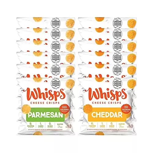 Whisps Cheese Crisps Parmesan & Cheddar Cheese | Healthy Snacks | Keto Snack, Gluten Free, High Protein, Low Carb (0.63Oz, 12 Packs)