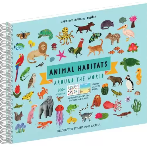 Animal Habitats Stickers/Coloring Book (500+ Stickers & 12 Coloring Pages)-Boys & Girls Ages 2-10