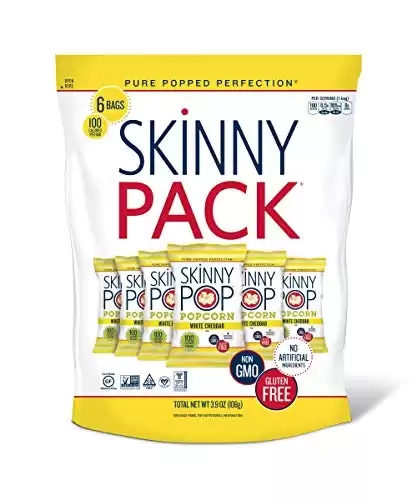 SkinnyPop Popcorn White Cheddar Snack Packs, Halloween Snacks for Kids, 0.65 Oz, 6 Count