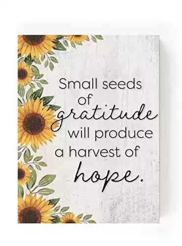 P. Graham Dunn Gratitude and Hope Yellow 7 x 5 Pine Wood Tabletop Block Sign