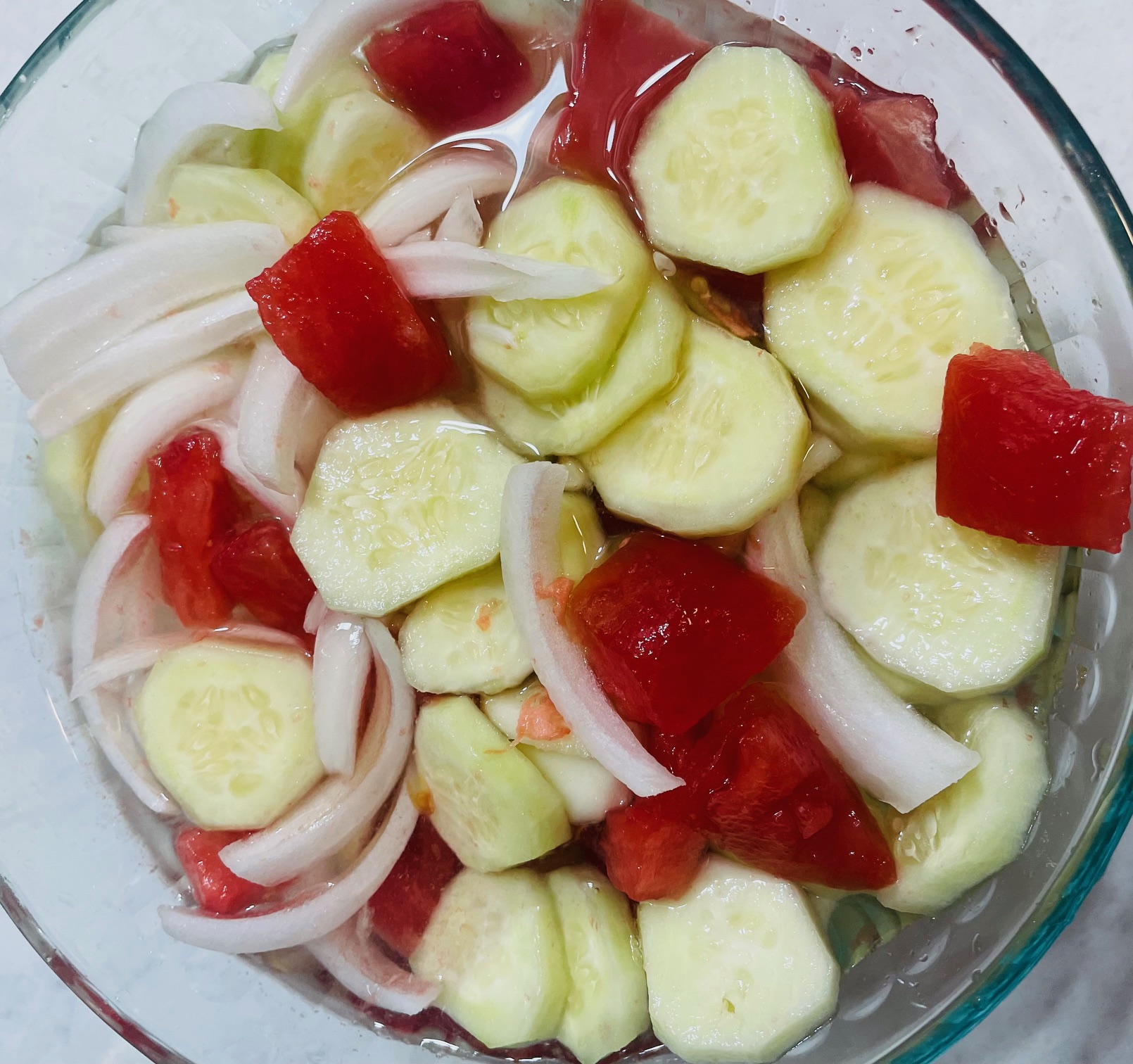 tomato cucumber onion salad, summer salad,