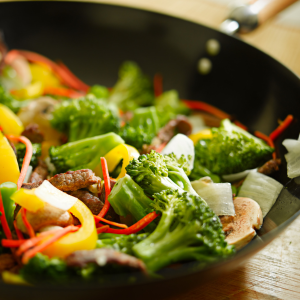 Chinese stir fry in wok