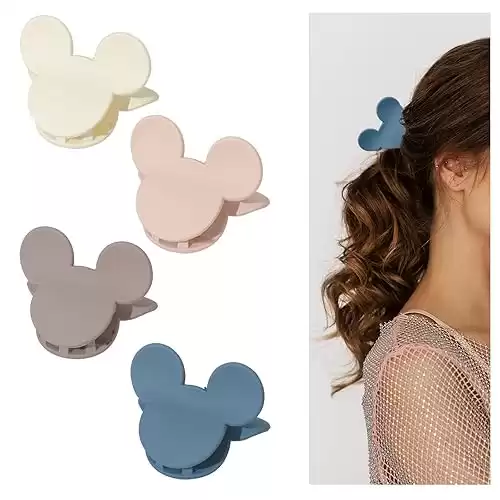 4 Pcs Hair Claw Clips Small Mouse Ear Hair Clips Matte 2.5'' Non-Slip Jaw Clips for Thin and Medium Hair Hair Accessories for Women Girls