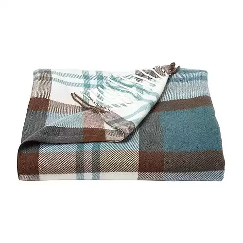 Lavish Home Bristol Plaid Soft Blanket-Oversized, Luxuriously Fluffy, Vintage-Look and Cashmere-Like Woven Acrylic-Breathable and Stylish Throws